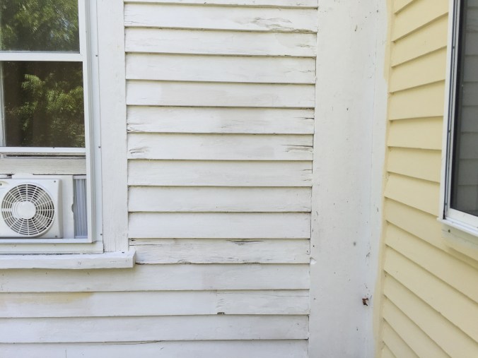 Some of the clapboards are in rough shape. Not quite bad enough to replace, but if you don't seal them up with caulking, the rot will continue.